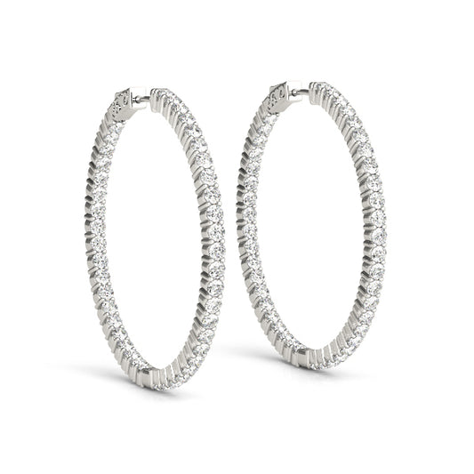 Diamond Inside Out Hoop Earrings in Multiple Metals