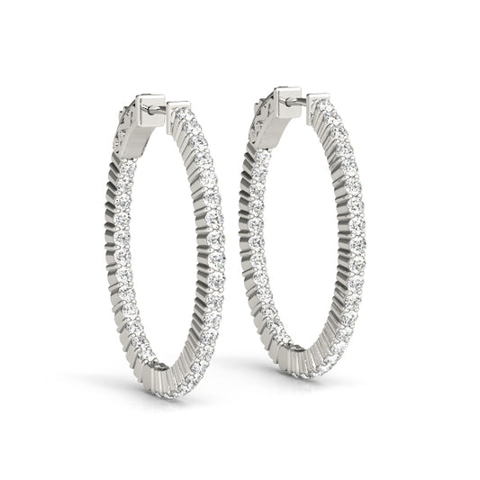 Diamond Inside Out Hoop Earrings in Multiple Gold Options