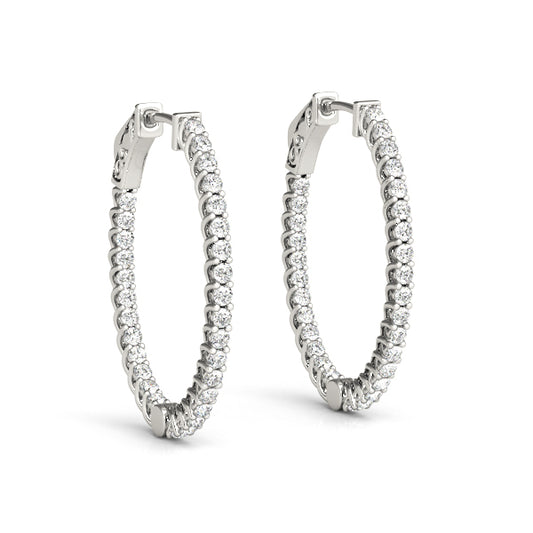 Diamond Inside Out Hoop Earrings in Multiple Metals