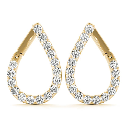 14K Yellow Gold Round Diamond Fashion Earrings