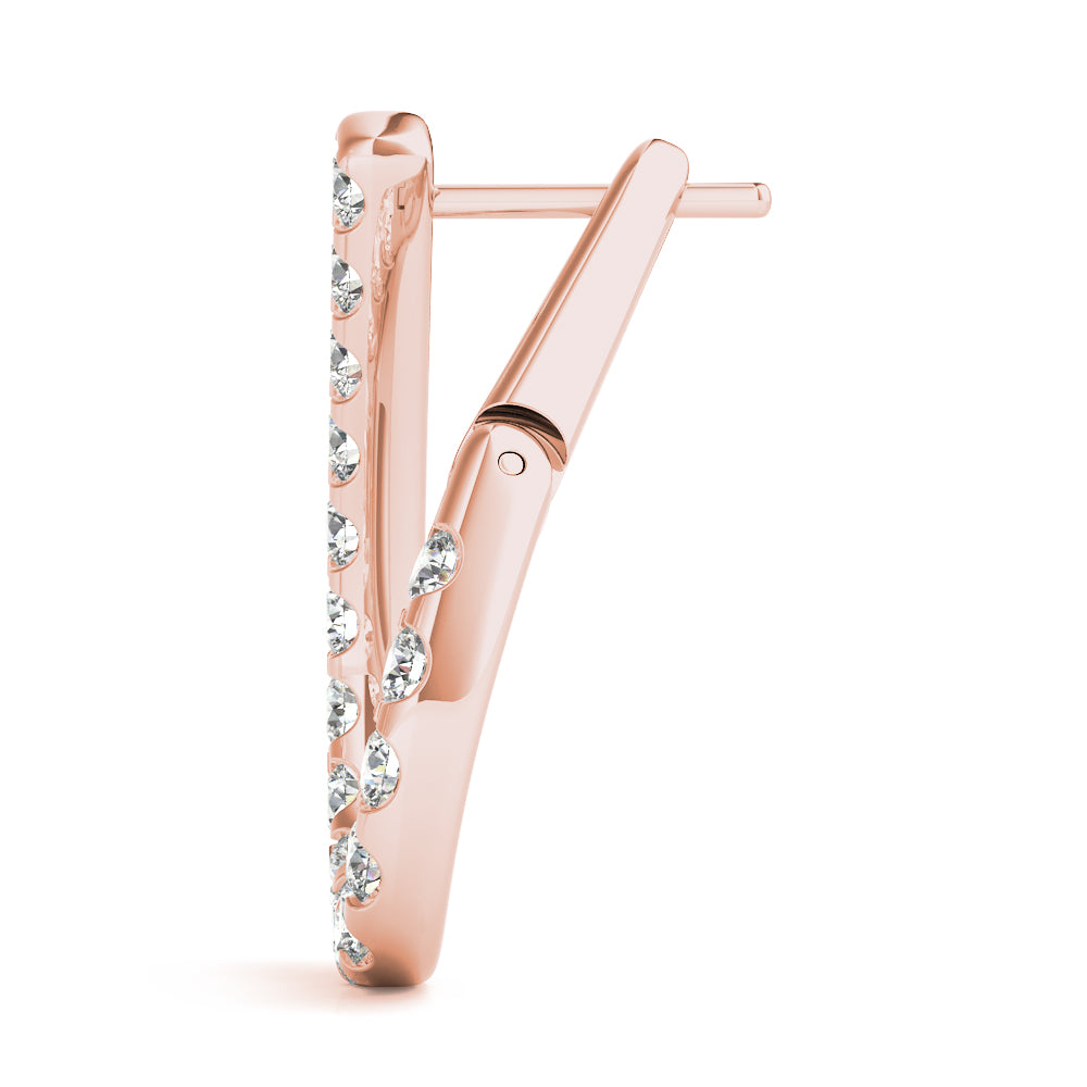 14K Rose Gold Round Diamond Fashion Earrings
