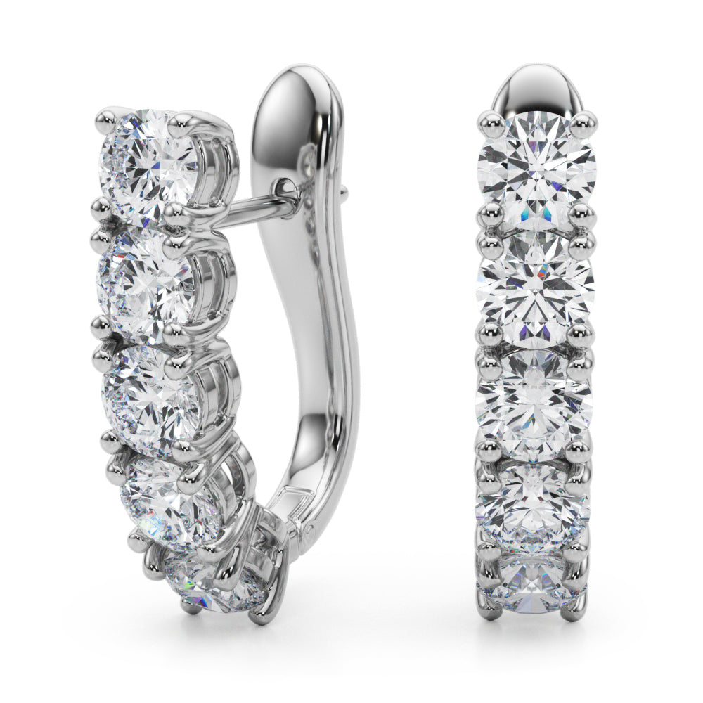 Diamond Round J-Hoop Earring Set