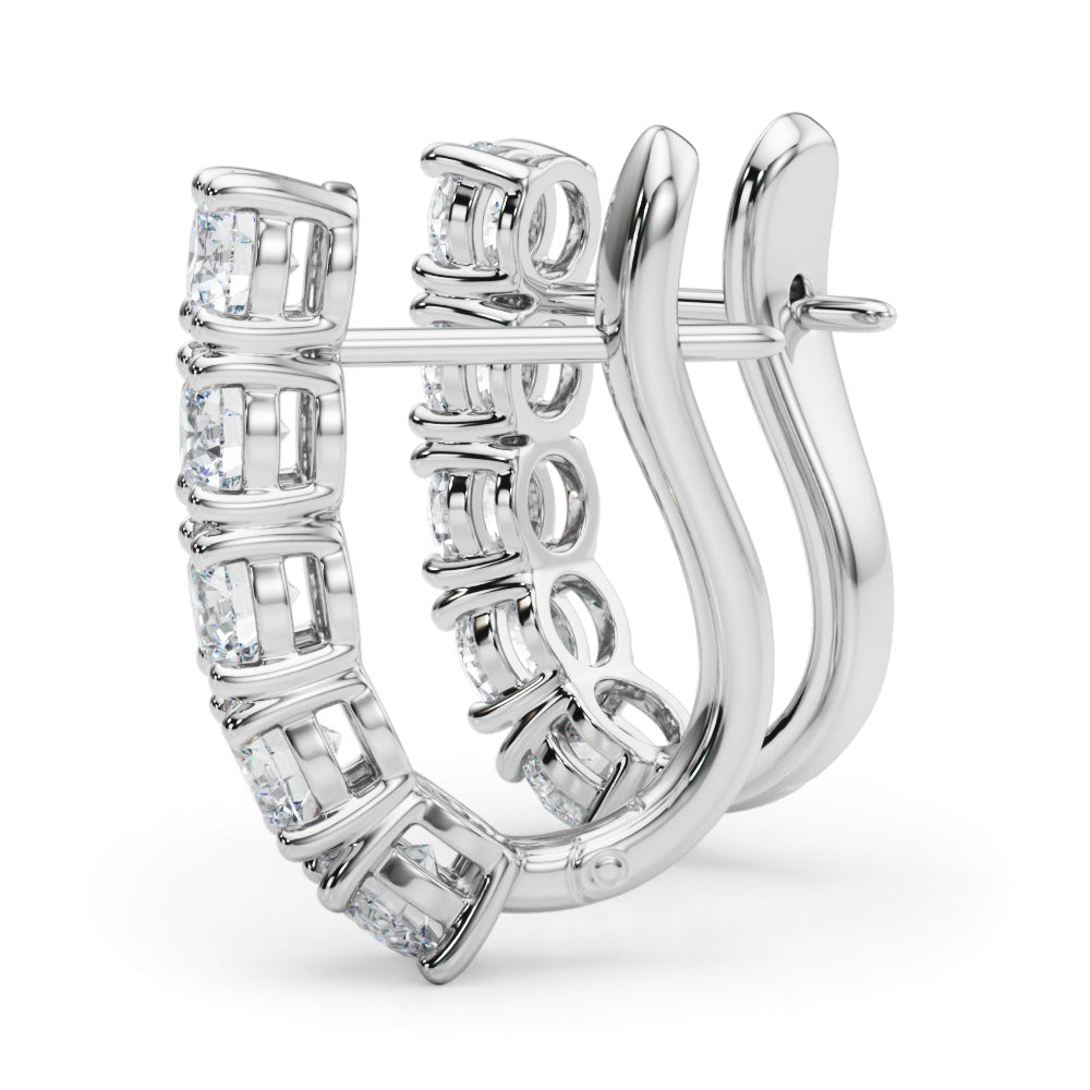 Diamond Round J-Hoop Earring Set