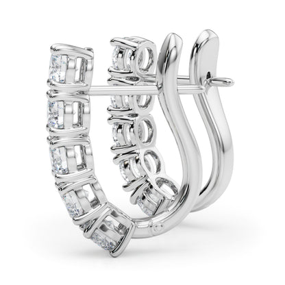 Diamond Round J-Hoop Earring Set