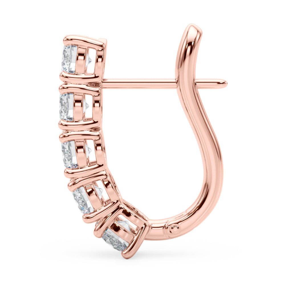 14K Rose Gold Diamond J-Hoop Earrings - 0.35 ctw