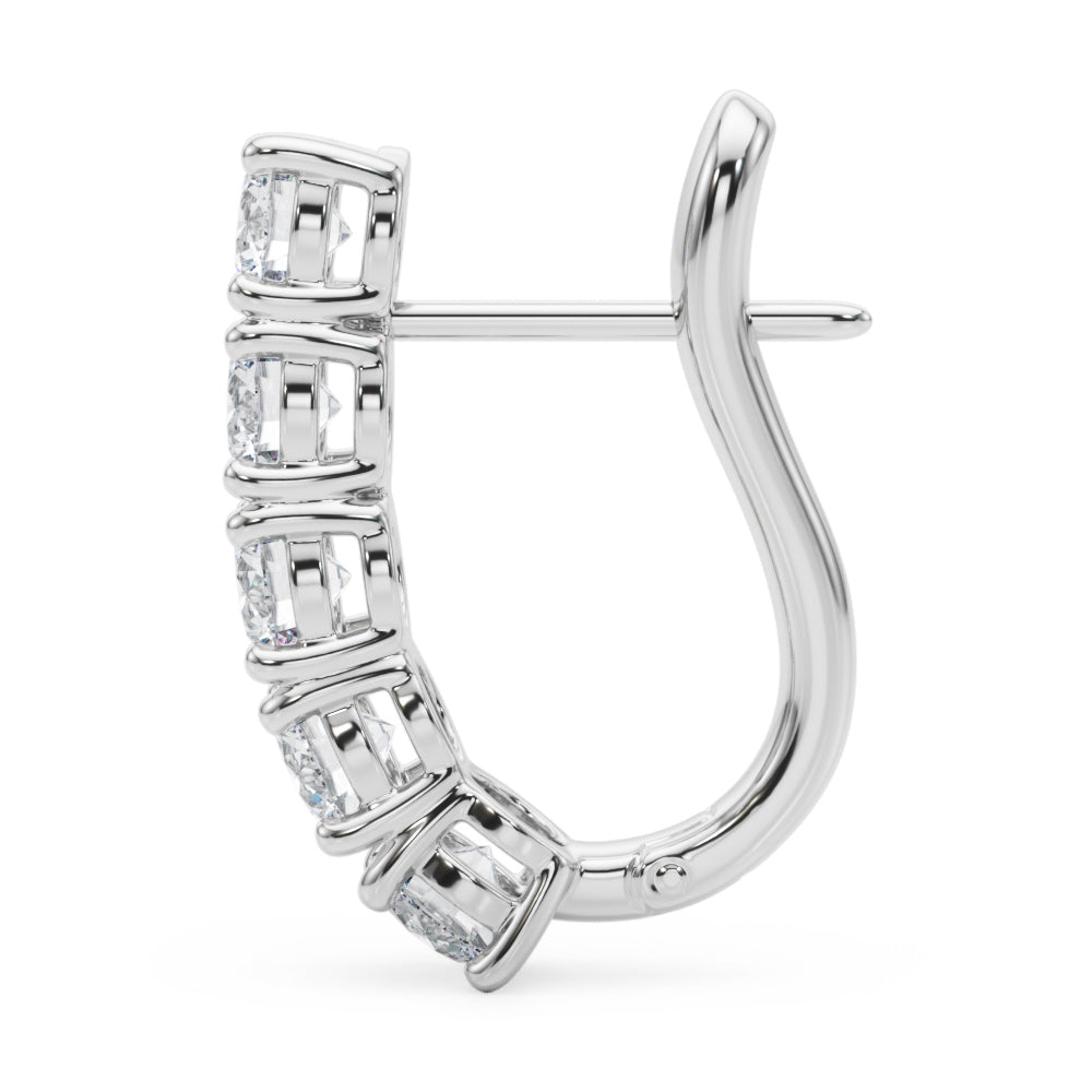 Diamond Round J-Hoop Earring Set