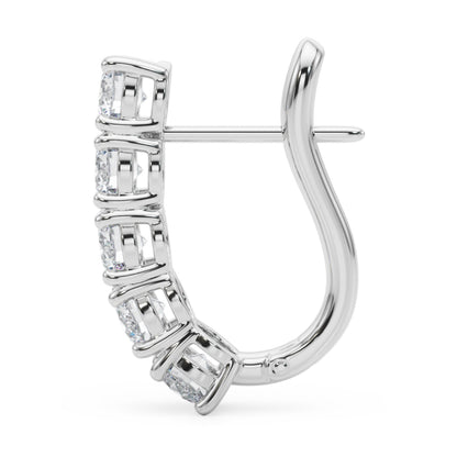 Diamond Round J-Hoop Earring Set