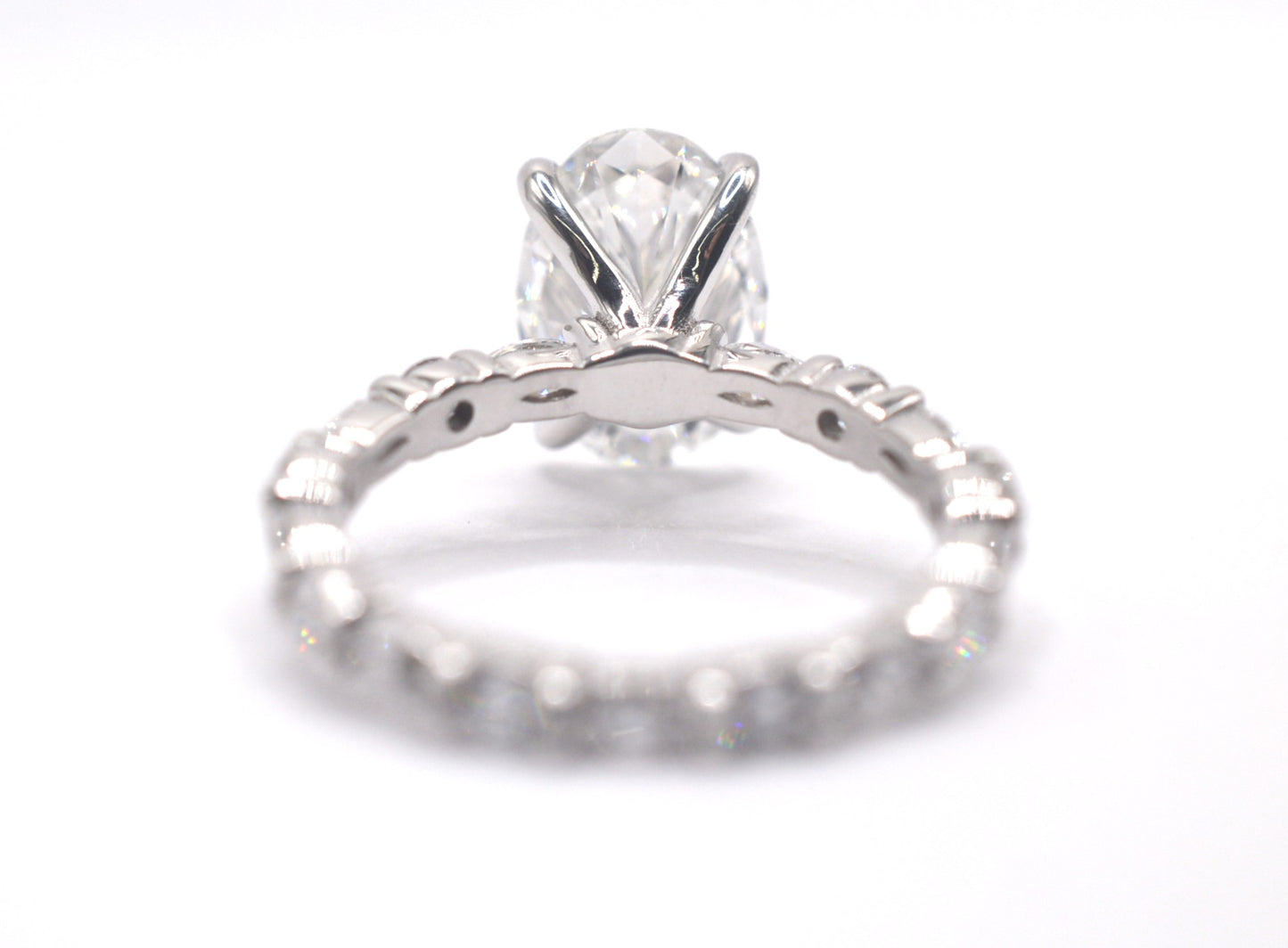 2.5ct Oval Lab diamond center IGI certified f color vs1 in custom marquis/round alternating eternity 14k white gold.