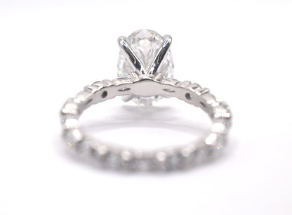 2.5ct Oval Lab diamond center IGI certified f color vs1 in custom marquis/round alternating eternity 14k white gold.