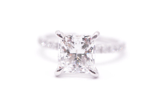 3ct princess lab diamond igi certified f color vs1 14k diamond setting.