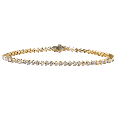 3.8 CTTW Heart Lab-Grown Diamond Tennis Bracelet in 14K Yellow Gold, 7"