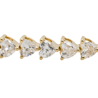3.8 CTTW Heart Lab-Grown Diamond Tennis Bracelet in 14K Yellow Gold, 7"
