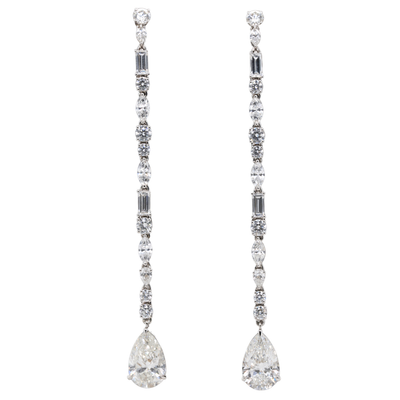 Lab-Grown Diamond Prong Drop Earrings in 14K White Gold, 5.09 CTTW