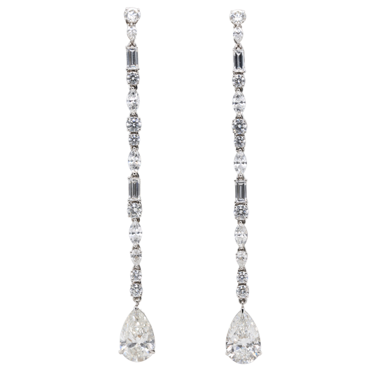 Lab-Grown Diamond Prong Drop Earrings in 14K White Gold, 5.09 CTTW