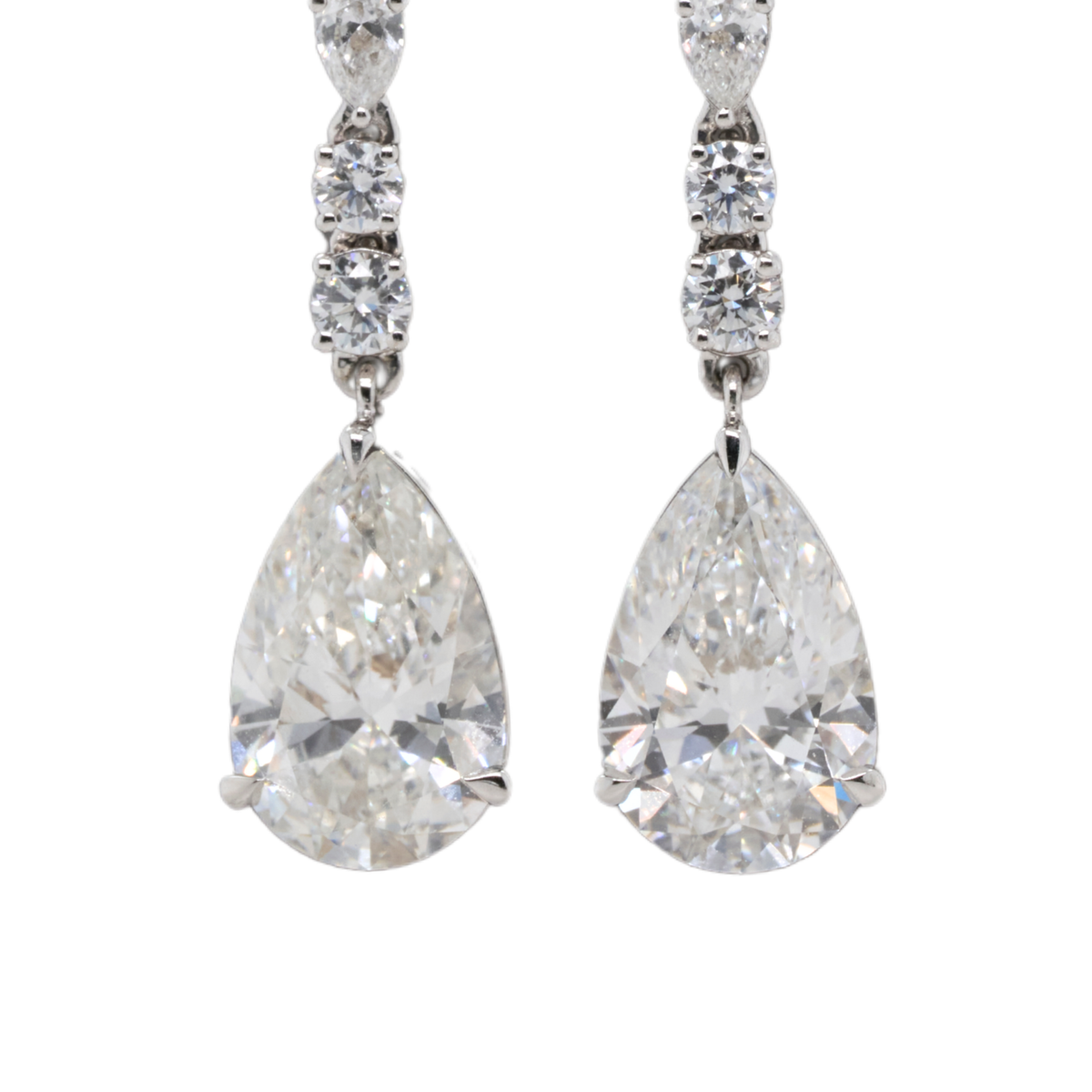 Lab-Grown Diamond Prong Drop Earrings in 14K White Gold, 5.09 CTTW
