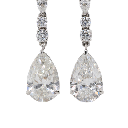 Lab-Grown Diamond Prong Drop Earrings in 14K White Gold, 5.09 CTTW
