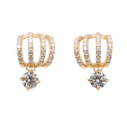 14K Gold Round Lab-Grown Diamond Drop Earrings, 4.00 CTTW