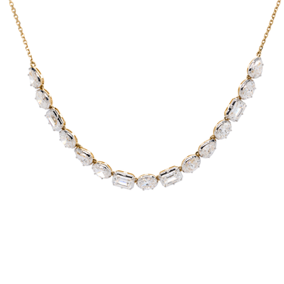 3.92 CTTW Emerald Lab-Grown Diamond Necklace in 14K Two-Tone Gold, 16"