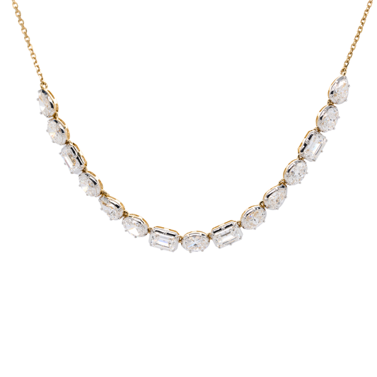 3.92 CTTW Emerald Lab-Grown Diamond Necklace in 14K Two-Tone Gold, 16"