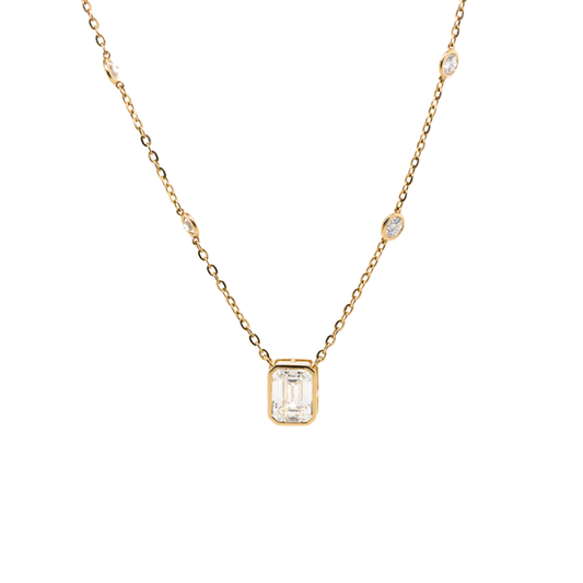 3.00 CT Emerald Lab-Grown Diamond Necklace in 14K Yellow Gold, 18"