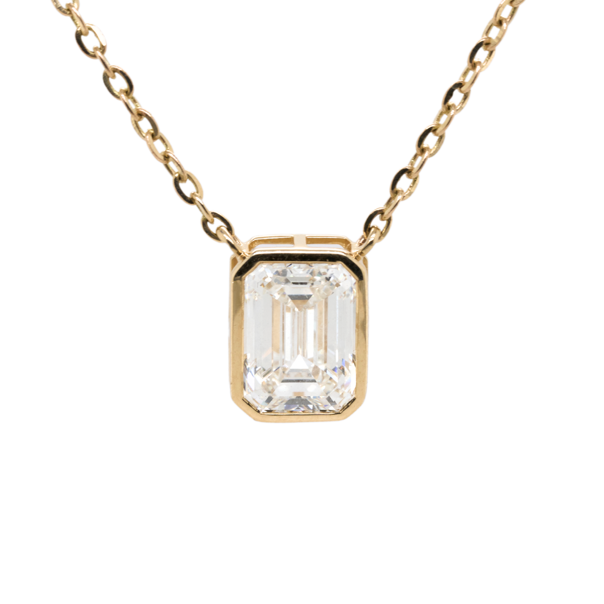 3.00 CT Emerald Lab-Grown Diamond Necklace in 14K Yellow Gold, 18"