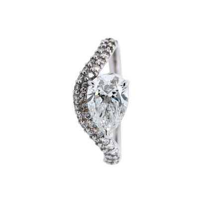 14K Gold Pear Lab-Grown Diamond Ring, 1.75 CT