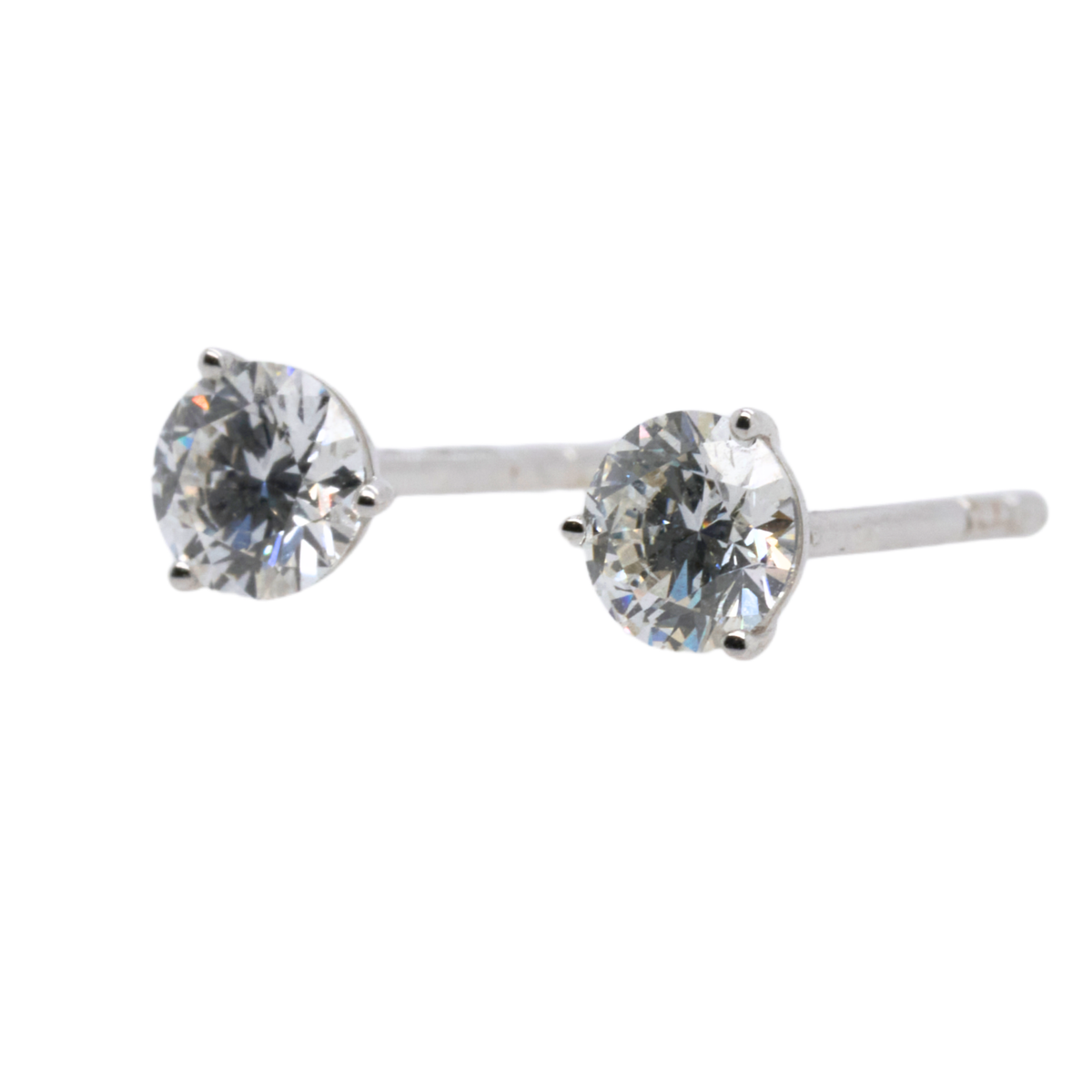 Lab-Grown Diamond 3-Prong Martini Earrings in 14K White Gold, 0.54 CTT ...