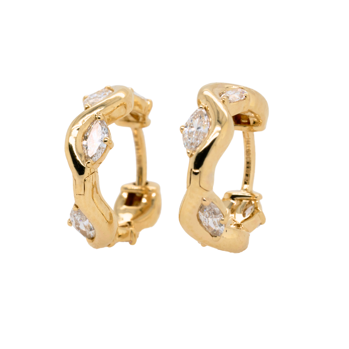 Lab-Grown Diamond Prong Huggie Earrings in 14K Yellow Gold, 0.78 CTTW