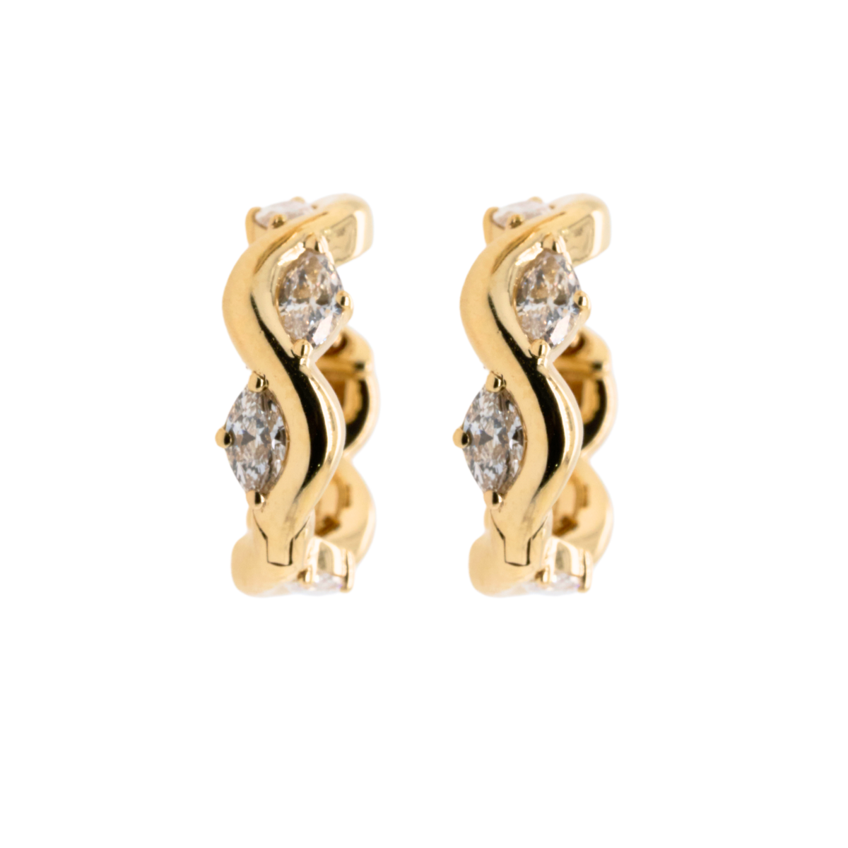 Lab-Grown Diamond Prong Huggie Earrings in 14K Yellow Gold, 0.78 CTTW