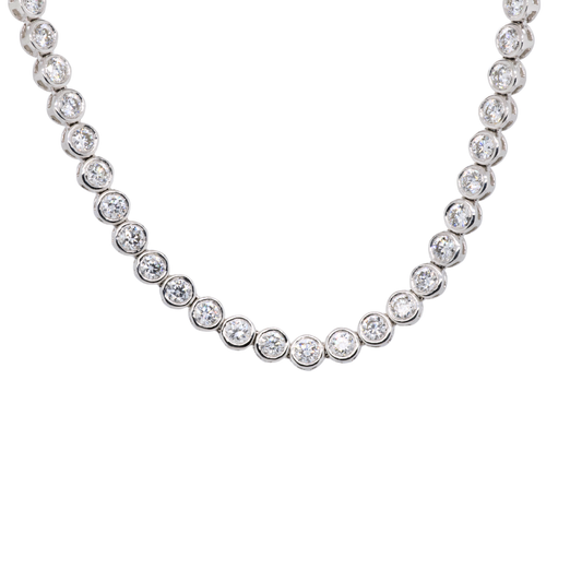 7.00 CTTW Round Lab-Grown Diamond Tennis Necklace in 14K White Gold, 16"