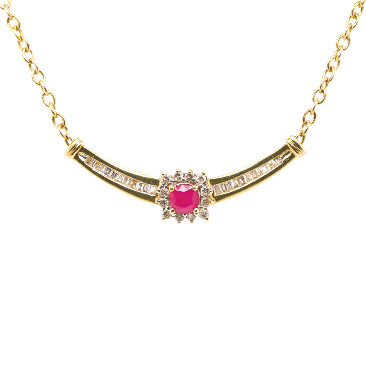 0.5 CTTW Round Natural Ruby Pendant in 14K Yellow Gold, 19.3"