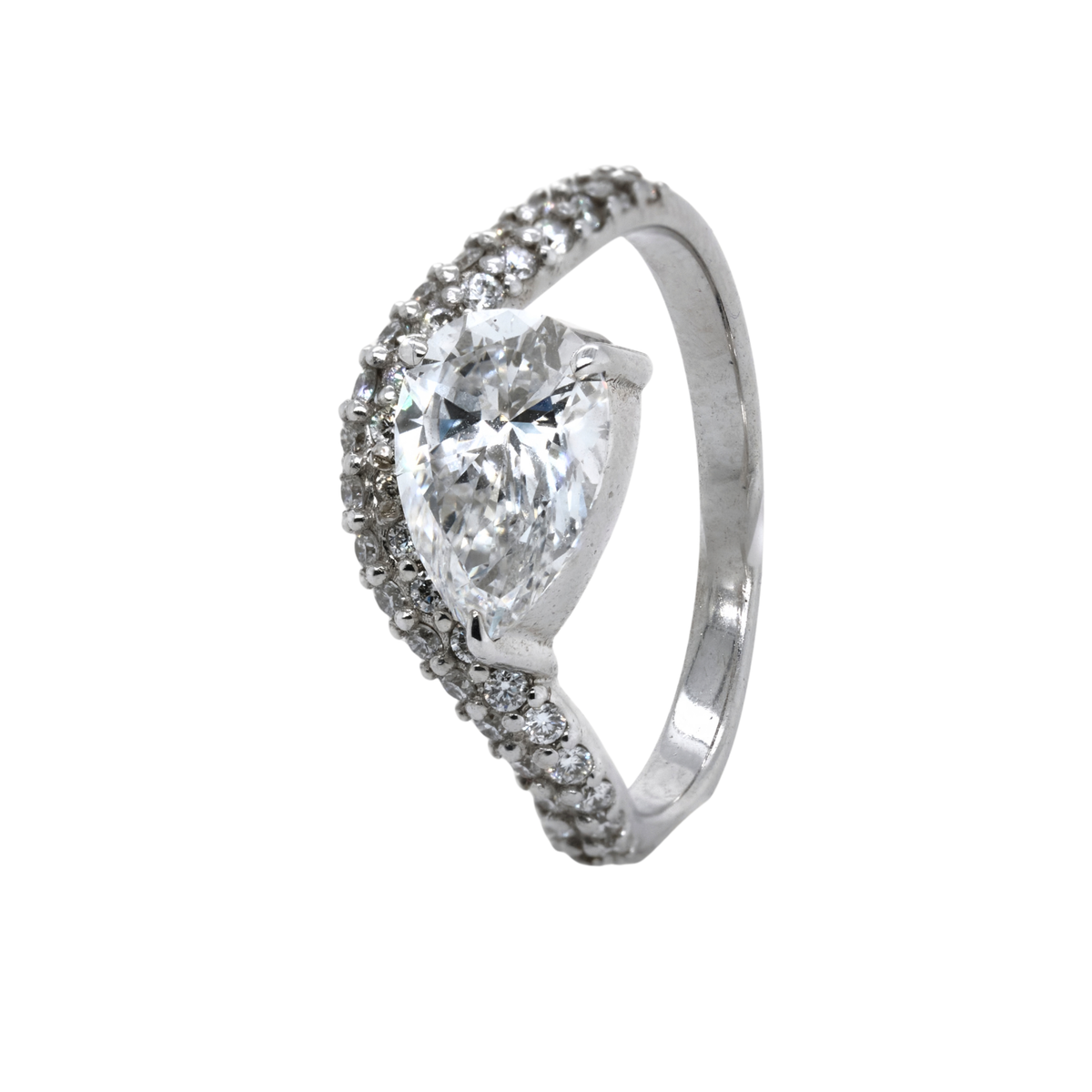14K Gold Pear Lab-Grown Diamond Ring, 1.75 CT