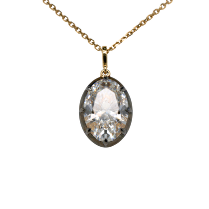 4.13 CTTW Oval Lab-Grown Diamond Pendant in 14K Yellow Gold, 16"