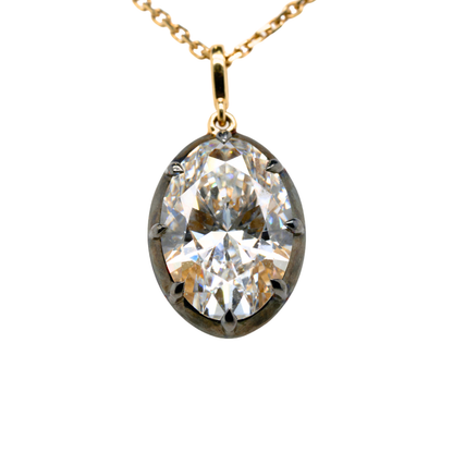 4.13 CTTW Oval Lab-Grown Diamond Pendant in 14K Yellow Gold, 16"