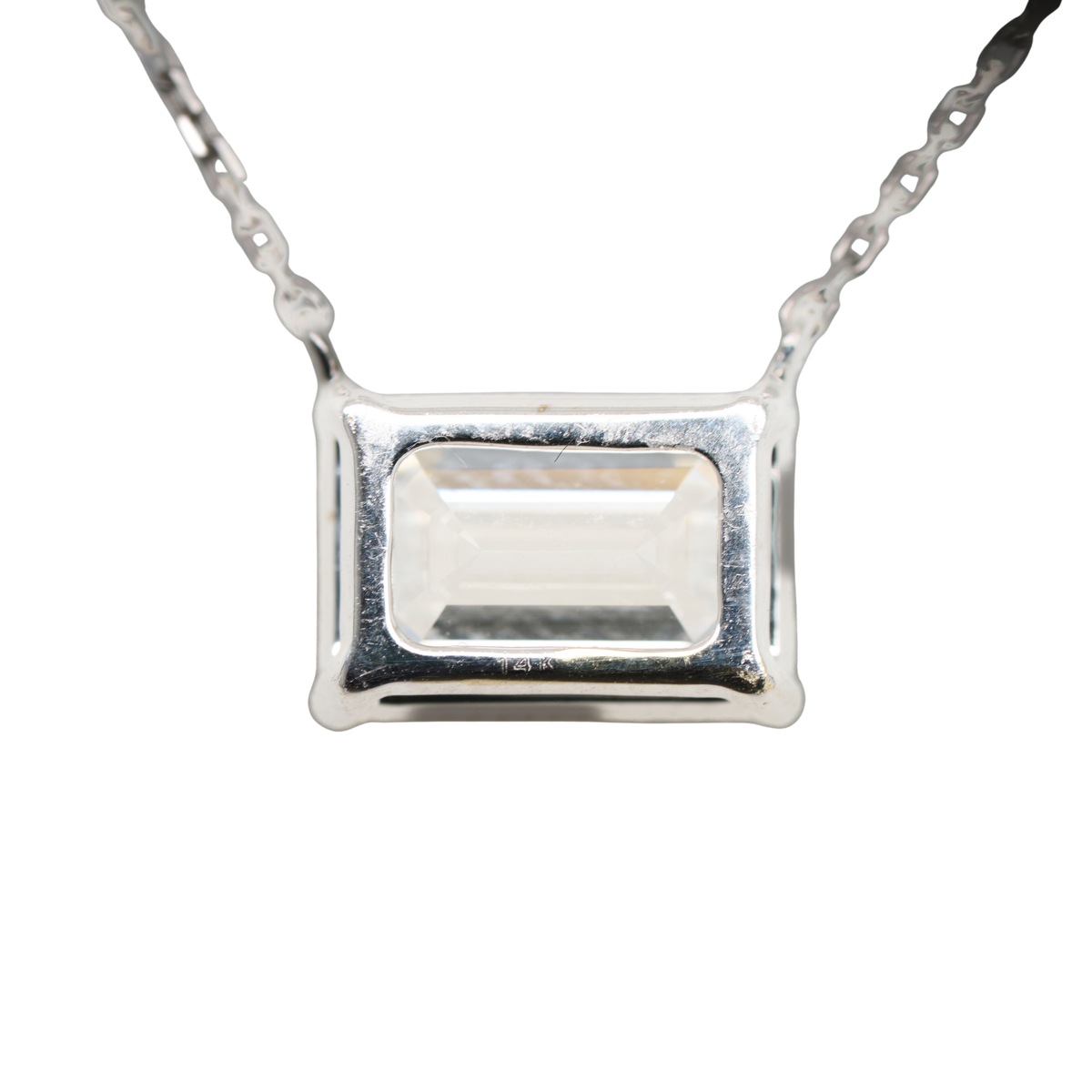 2.03 CTTW Emerald Lab-Grown Diamond Pendant in 14K White Gold, 16"