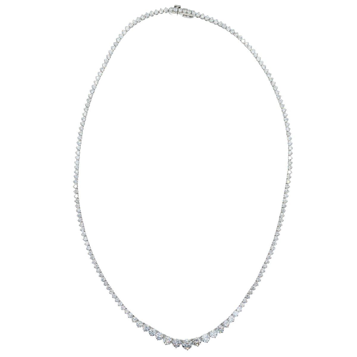 8.41 CTTW Round Lab-Grown Diamond Tennis Necklace in 14K White Gold, 16"