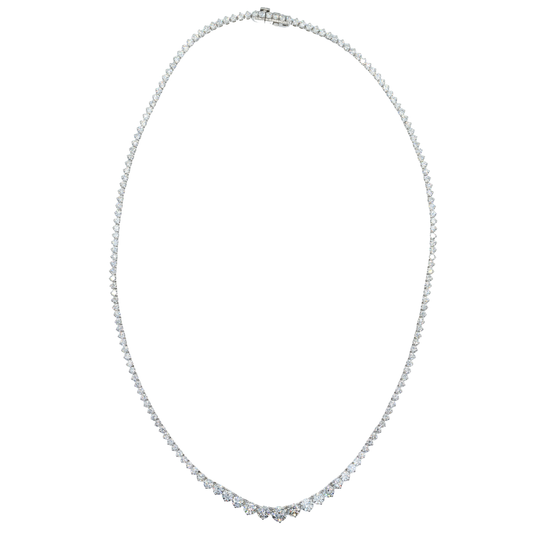 8.41 CTTW Round Lab-Grown Diamond Tennis Necklace in 14K White Gold, 16"