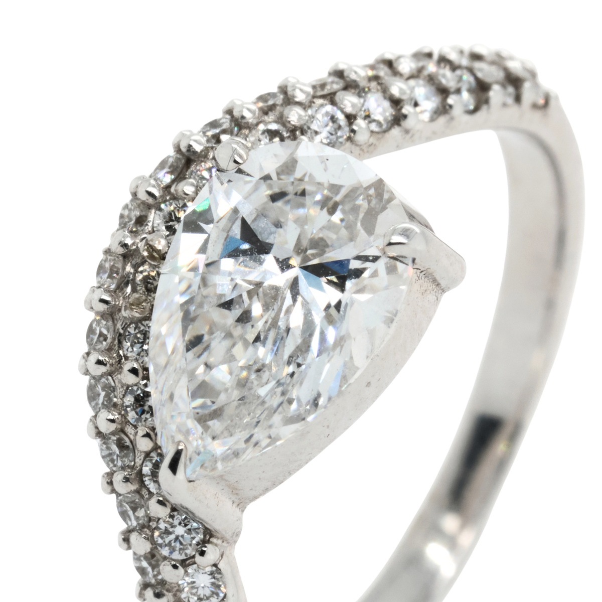 14K Gold Pear Lab-Grown Diamond Ring, 1.75 CT