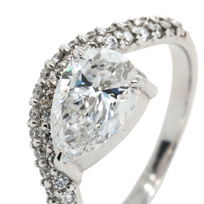 14K Gold Pear Lab-Grown Diamond Ring, 1.75 CT
