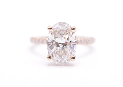 3ct oval lab diamond center igi certified f color vs1 custom 3d diamond pave setting 14k yellow gold