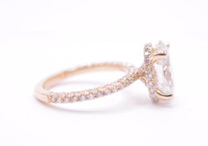3ct oval lab diamond center igi certified f color vs1 custom 3d diamond pave setting 14k yellow gold