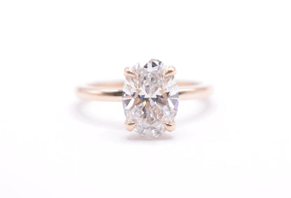 2ct oval lab diamond F color VS1 14k yellow gold solitaire with hidden halo