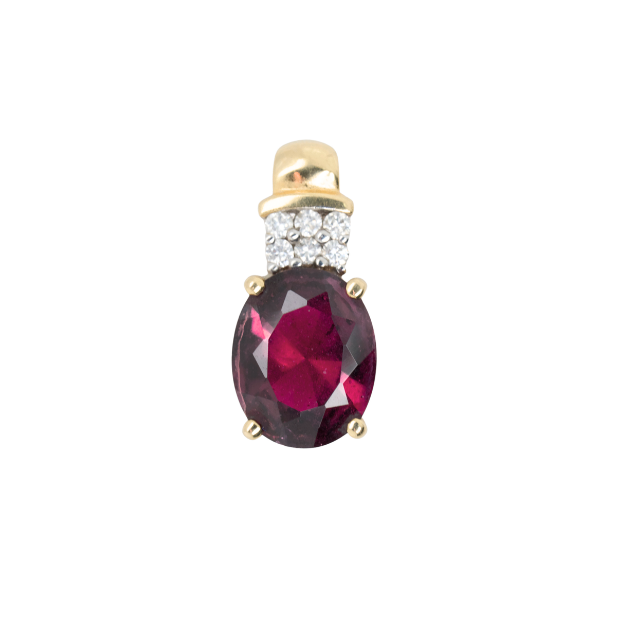0.15 CTTW Oval Natural Garnet Pendant in 14K Yellow Gold