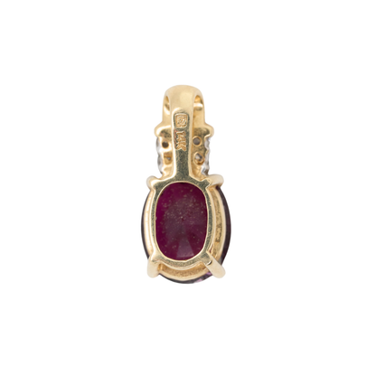 0.15 CTTW Oval Natural Garnet Pendant in 14K Yellow Gold