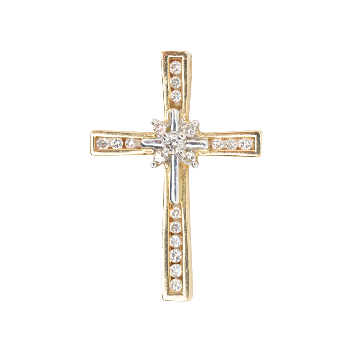 0.25 CTTW Round Natural Diamond Pendant in 14K Two-Tone Gold