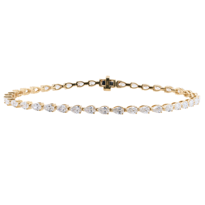 3.94 CTTW Pear Lab-Grown Diamond Tennis Bracelet in 14K Yellow Gold, 7"
