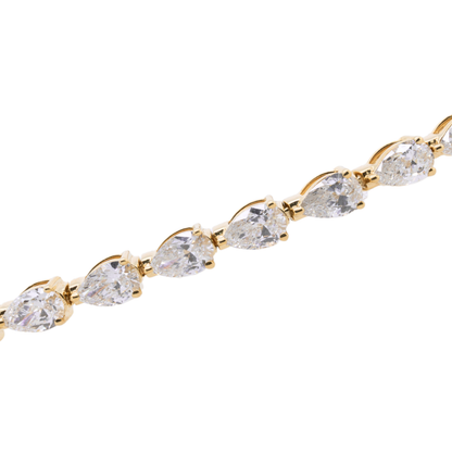 3.94 CTTW Pear Lab-Grown Diamond Tennis Bracelet in 14K Yellow Gold, 7"