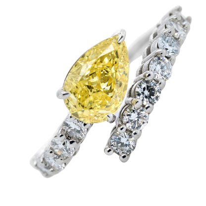 2.6 CT Pear Lab-Grown Diamond Ring in 14K Yellow Gold