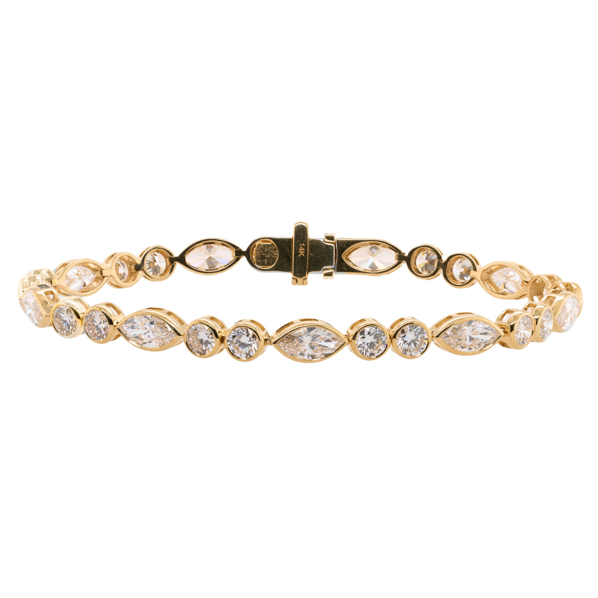 7.92 CTTW Marquise Lab-Grown Diamond Tennis Bracelet in 14K Yellow Gold, 6.8"