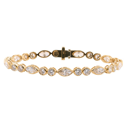 7.92 CTTW Marquise Lab-Grown Diamond Tennis Bracelet in 14K Yellow Gold, 6.8"